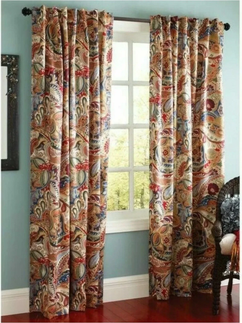 Pier 1 Multicolor Paisley Drapery Panel Size 85x54